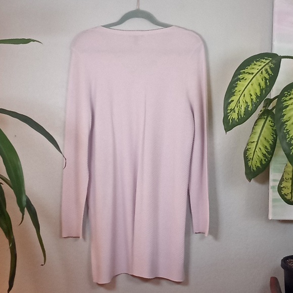 Eileen Fisher Extra Fine Italian Merino Wool Lilac V Neck Ribbed Knit Sweater L - Picture 8 of 13